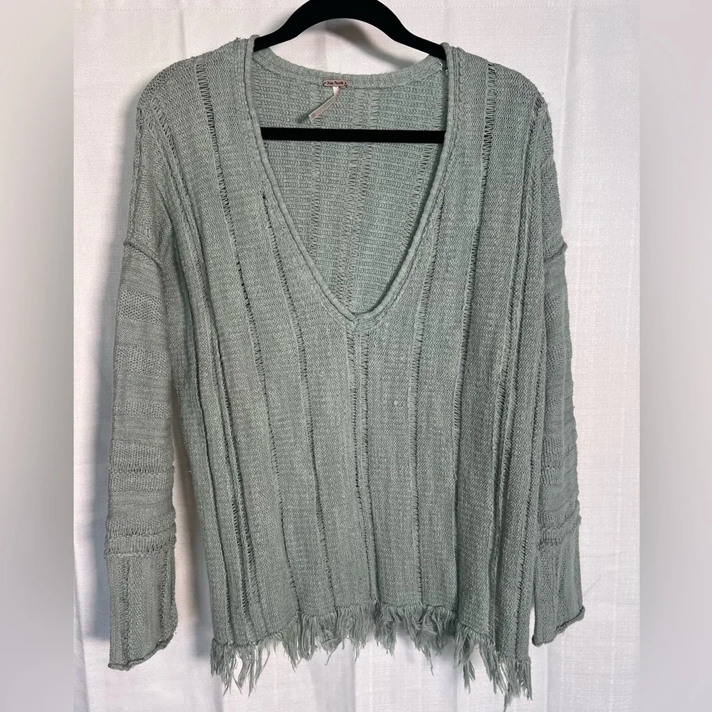 NWT Free‎ People Fringe Trim Sweater- XS